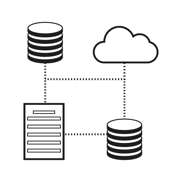Icona Cloud Database Schema Base Dati Icona Illustrazione Vettoriale Immagine — Vettoriale Stock