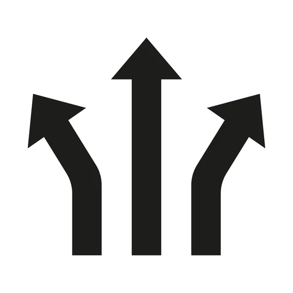 Дорожный Знак Поверните Направо Поверните Налево Идите Прямо Три Стрелы — стоковый вектор