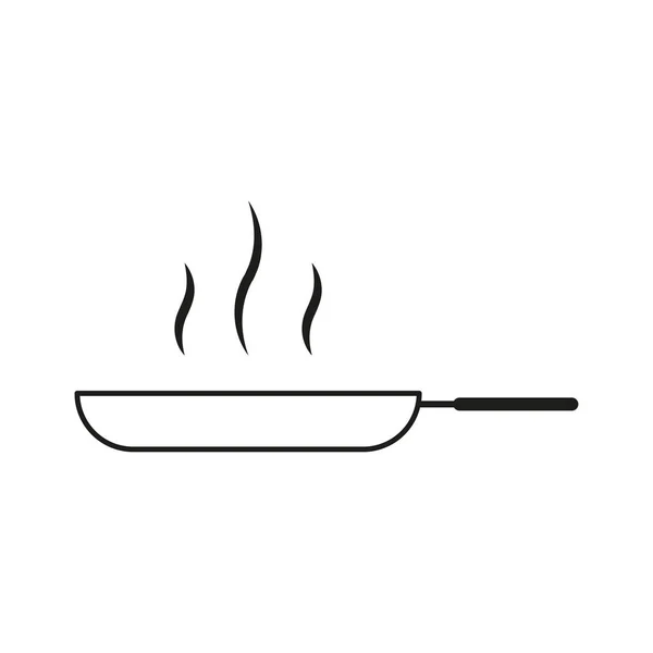 Frying Pan Icon Hot Pan Steam Vector Illustration Stock Image — Stock Vector