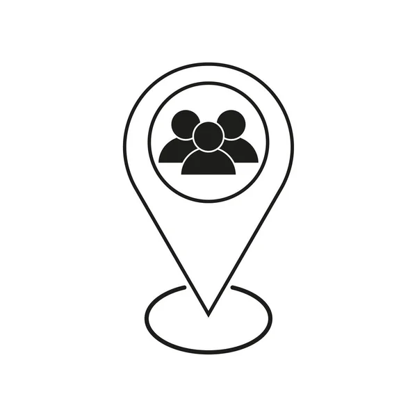 Значок Местоположения Группы Людей Место Карте Людей Векторная Иллюстрация Фондовый — стоковый вектор