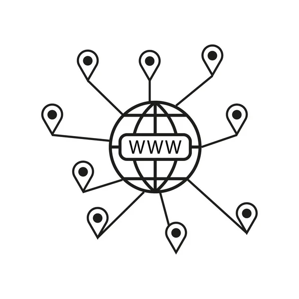 Піктограма Веб Сайту Піктограма Веб Сайту Глобусу Глобус Www Шпильками — стоковий вектор