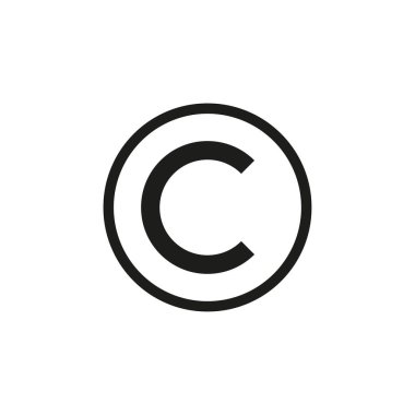 Telif hakkı sembolü, düğme. Vektör çizimi. EPS 10. Stok resmi.