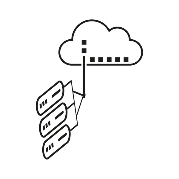 Concetto Rete Cloud Computing Domanda Disponibilità Del Sistema Informatico Illustrazione — Vettoriale Stock