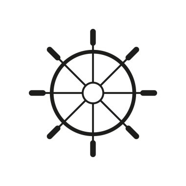 Direksiyon ikonu. Bir geminin direksiyon simidi. Vektör çizimi. EPS 10. Stok resmi.