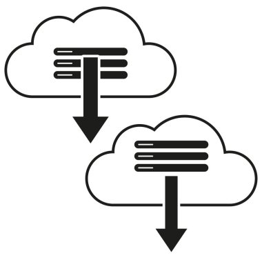 Düz ikon Bilgisayar yedekleme simgesi. Veri, müzik ve filmler için bulut deposu. Vektör çizimi. EPS 10. Stok resmi.