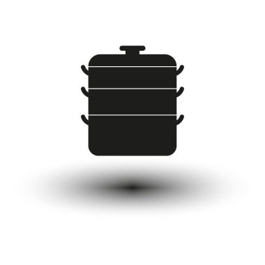 Buhar tenceresi ikonu. Buharlı yemek. Buharlı tencere ikonu. Vektör çizimi. EPS 10. Stok resmi.