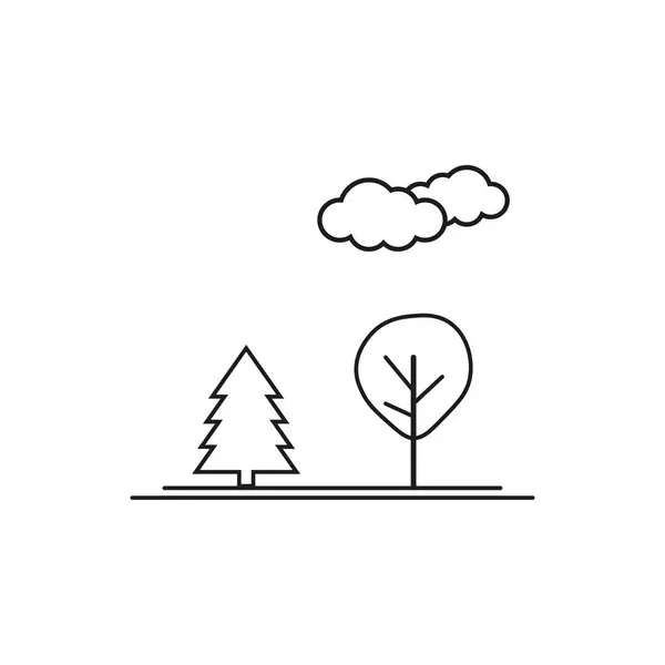 소나무와 나무의 아이콘 에버그린 우드랜드 생태계 일러스트 Eps Stock Image — 스톡 벡터