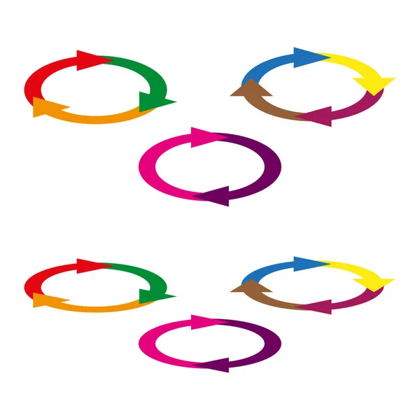 Set Frecce Circolari Multicolori Cerchia Elementi Freccia Multicolore Illustrazione Vettoriale — Vettoriale Stock