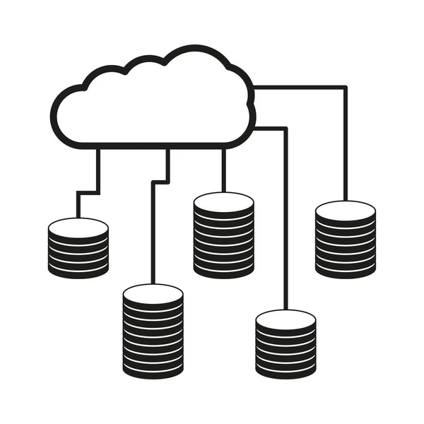 Icona Del Database Cloud Icona Della Data Dase Illustrazione Vettoriale — Vettoriale Stock