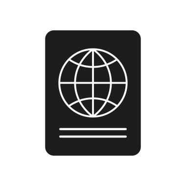 Pasaport siyah simgesi. Seyahat konsepti. Kişisel belge sembolü. Vektör çizimi. EPS 10. Stok resmi.