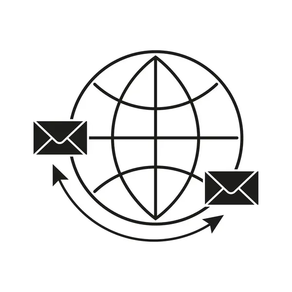 Ícone Correio Ícone Terra Envelopes Flechas Ilustração Vetorial Eps Imagem — Vetor de Stock