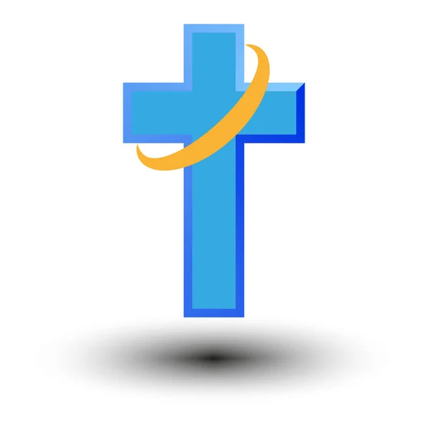 Croix Bleue Traverser Avec Cercle Orange Illustration Vectorielle Eps Image — Image vectorielle