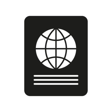 Pasaport siyah siluet simgesi. Kişisel belge sembolü. Vektör çizimi. Eps 10. Resim yükle.