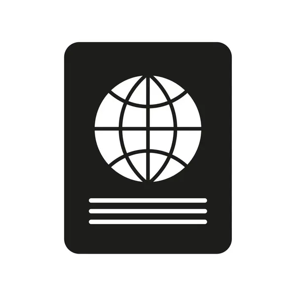 Passaporte Ícone Silhueta Preta Símbolo Documento Pessoal Ilustração Vetorial Eps — Vetor de Stock