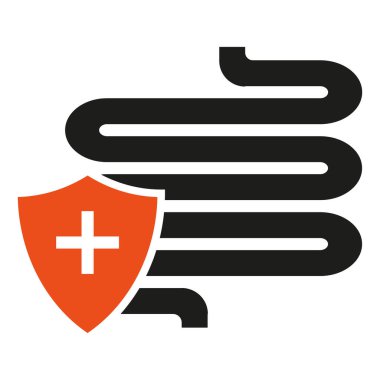 Sağlıklı korunmuş bağırsak görüntüsü. Bağırsak hastalıkları sembolü için ilk yardım. Sindirim sistemi tedavisi. Vektör çizimi. Eps 10. Resim yükle.