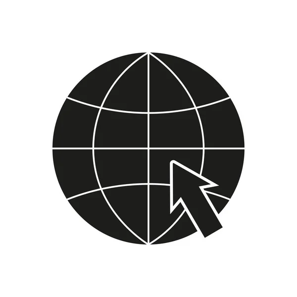 Aller Icône Web Symbole Internet Icône Site Globe Noir Avec — Image vectorielle