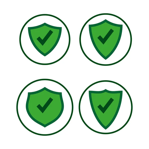 Ícone Escudo Ícones Escudos Verdes Símbolo Segurança Computador Ilustração Vetorial — Vetor de Stock