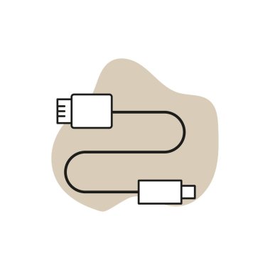 Kablo bağlantısı yok. Teknoloji aletleri. Bağlantı, C tipi kablo simgesi. Hdmi kablo ikonu. Vektör çizimi. Eps 10. Resim yükle.