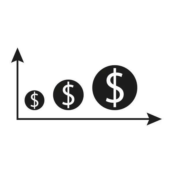 Financieel Overzicht Grafiek Met Dollars Munten Vector Illustratie Eps Voorraadafbeelding — Stockvector