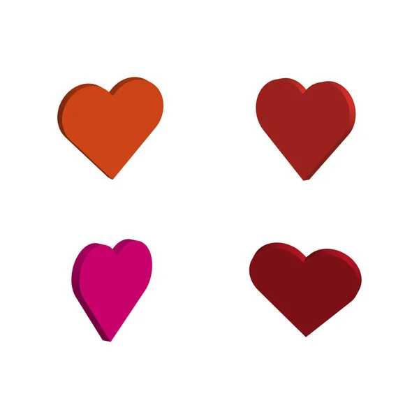 Love Heart Set Isometric Icon Concept Vector Illustration Eps Stock — Stock Vector
