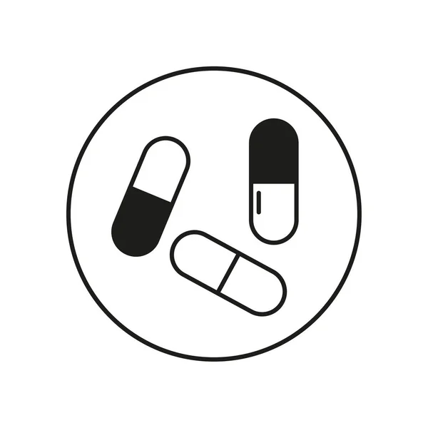 Icono Píldora Pastillas Para Tratamiento Círculo Icono Medicamentos Ilustración Vectorial — Vector de stock
