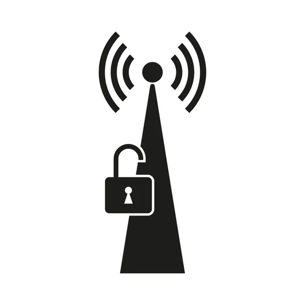 Wifi Torony Ikon Hálózati Nyílt Hozzáférés Szimbólum Torony Nyitott Záras — Stock Vector