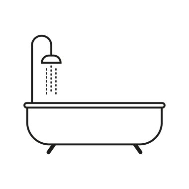 Duş ikonlu küvet. Vektör çizimi. EPS 10. Resim yükle.