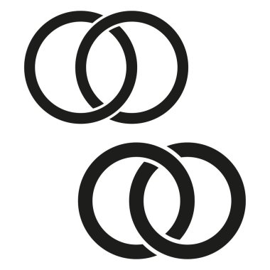 Birbirine kenetlenmiş halkalar. Çemberler, halka konsepti ikonu. Halkaların çevresi. Vektör çizimi. EPS 10. Resim yükle.