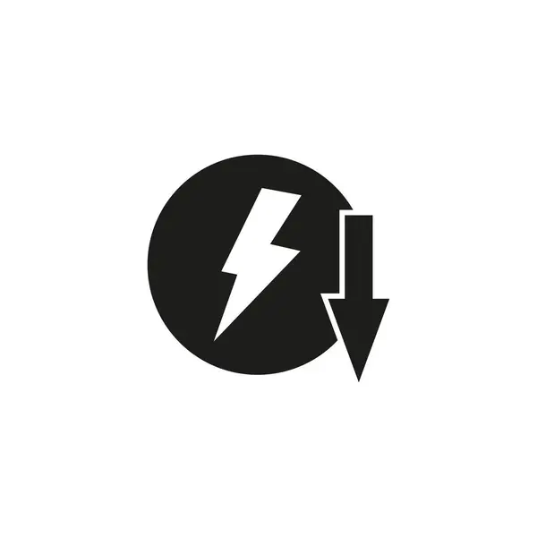 Ηλεκτρική Πινακίδα Κάτω Βέλος Εικονίδιο Χαμηλής Ηλεκτρικής Ενέργειας Εικονογράφηση Διανύσματος — Διανυσματικό Αρχείο