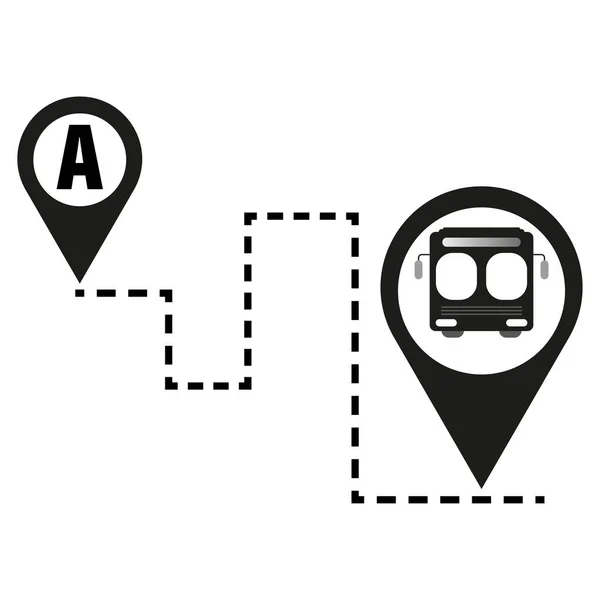 Ikona Ścieżki Autobusowej Trasa Autobusowa Punkty Przystanku Ilustracja Wektora Eps — Wektor stockowy