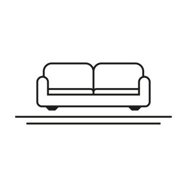 Retro kanepe ikonu. Oturma odası mobilyası. Vektör çizimi. EPS 10. Resim yükle.