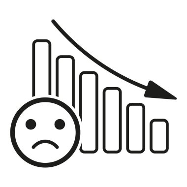 Simge kişi ile grafiği azaltır. Bir yöneticinin simge çalışması. Personel Yönetimi. İşçi verimliliği sembolü. Vektör çizimi. EPS 10. Resim yükle.