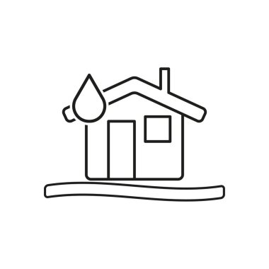 Çatı sızdırıyor. Ev ve su damlası ikonu. Vektör çizimi. EPS 10. Resim yükle.