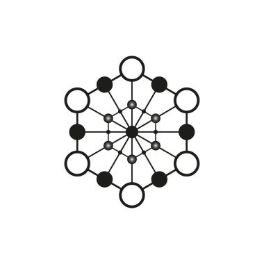Bilim adamları için molekül simgesi. Toplum sembolündeki insanların iletişim ağı ve bağlantısı. Vektör çizimi. EPS 10. Resim yükle.