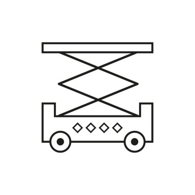 Uzatılmış makas kaldırma platformu simgesi. Vektör çizimi. EPS 10. Resim yükle.