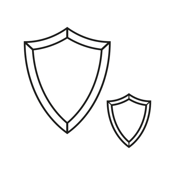 Shield Set Guard Line Icon Vector Illustration Eps Stock Image — Stock Vector