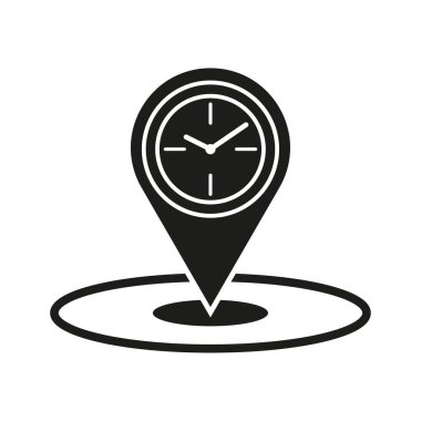 Konum alarm saati simgesi. Konum saat simgesi. Hatırlatma sembolü. Seyahat zaman sembolü. GPS simgesi noktası. Vektör çizimi. EPS 10. Resim yükle.
