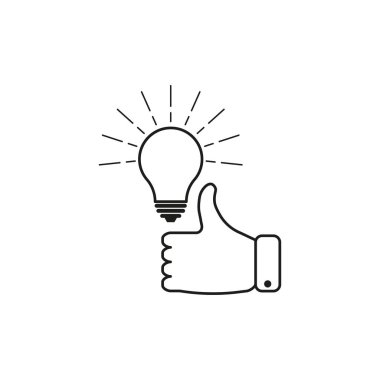 En iyi ya da iyi fikir ikonu. Yenilikleri sever, sembol önerir. Kolay parmak şıklatma, olumlu geri bildirim konsepti. Vektör çizimi. EPS 10. Resim yükle.