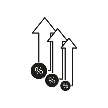 Yüzde ikon artıyor. Oklar yukarı işareti. Depozito sembolü. Vektör çizimi. EPS 10. Resim yükle.