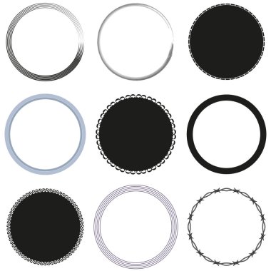 Grunge Circle fırçası seti. Vektör çizimi. EPS 10. Resim yükle.