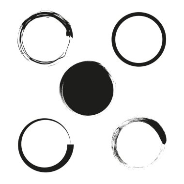 Grunge Circle fırçası seti. Vektör çizimi. EPS 10. Resim yükle.