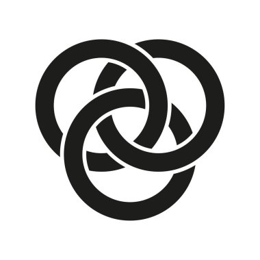 Birbirine kenetlenmiş üç dairesi olan simge. Vektör çizimi. EPS 10. Resim yükle.