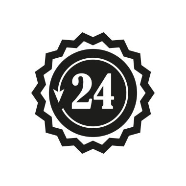 24 saat hizmet simgesi. Vektör çizimi. EPS 10. Resim yükle.