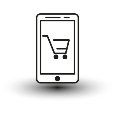 Mobil alışveriş ikonu. Vektör çizimi. EPS 10. Resim yükle.