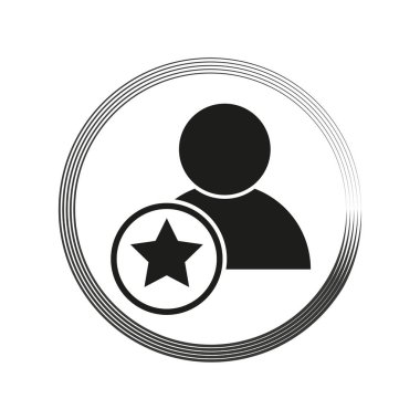Hesap simgesi takip ediliyor. Yıldızlı favori adam. Kullanıcı simgesi. Avatar sembolü. Vektör çizimi. EPS 10. Resim yükle.