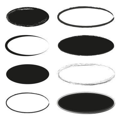 Elle çizilmiş elips karalamaları. Vektör çizimi. EPS 10. Resim yükle.