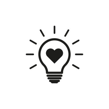 Ampulün içinde kalp şeklinde. Vektör çizimi. EPS 10. Resim yükle.