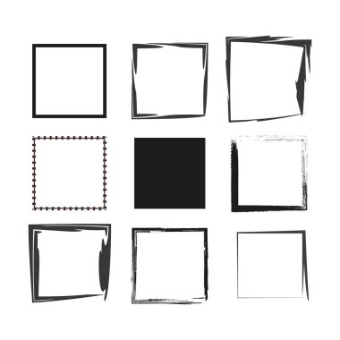 Grunge tarzında çerçeve kümesi. Kirli sınır koleksiyonu. Vektör çizimi. EPS 10. Resim yükle.