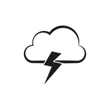 Şimşek ve bulut simgesi. Vektör çizimi. EPS 10. Resim yükle.