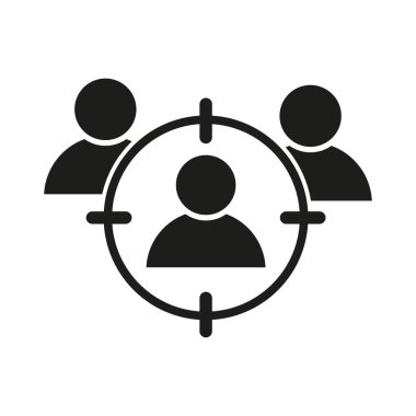 Kelle avı, kullanıcı simgesi. Müşteri, müşteri hedefleme. Hedef kitle. Vektör çizimi. EPS 10. Resim yükle.